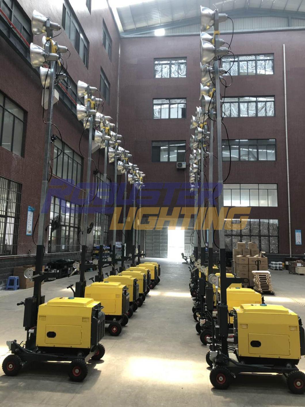 4*1000W Diesel Portable Generator Trailer Flood Light Tower