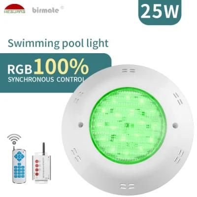 IP68 Waterproof 25W RGB LED 12V 100% Synchronous Controller Fiberglass Surface Mounted Pool Light