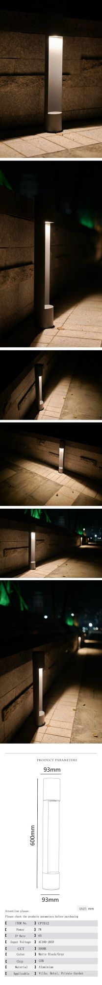 Sand Ash Aluminum Lawn Light Bollard Pathway Outdoor Column Garden+Lights