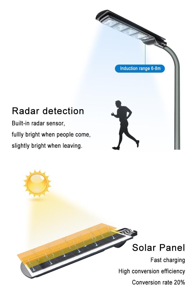 300W All in One LED Solar Street Lights CE RoHS ABS COB IP65 Industrial High Power High Lumen UFO