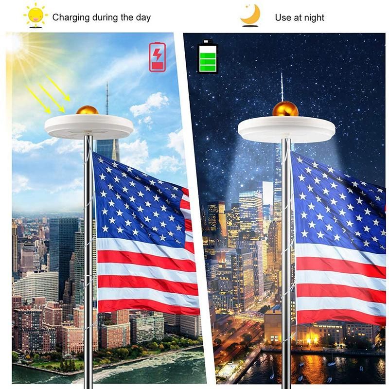 Solar Flag Pole Light, Lasts 2X Longer Than Competition, Super Bright Flag Pole Lights, 100% Flag Coverage, Fits Most Flag Poles, Flag Pole Lights Solar Powered