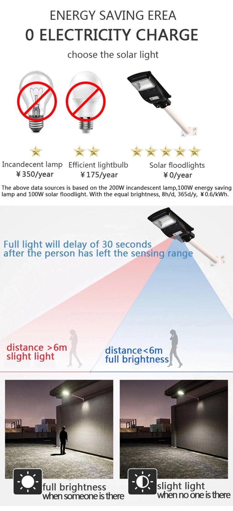 Poly Crystalline Panel Light Control Infrared Induction LED Solar Street Light