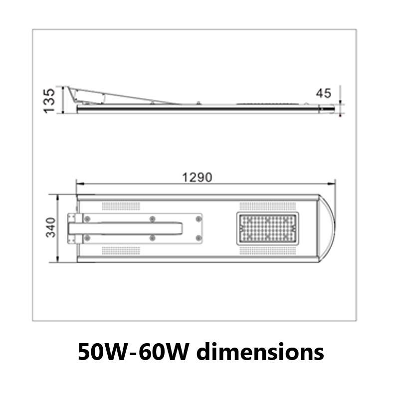 80 Watt DC 12V Integrated LED Mono PV Panel Wind Solar Street Light