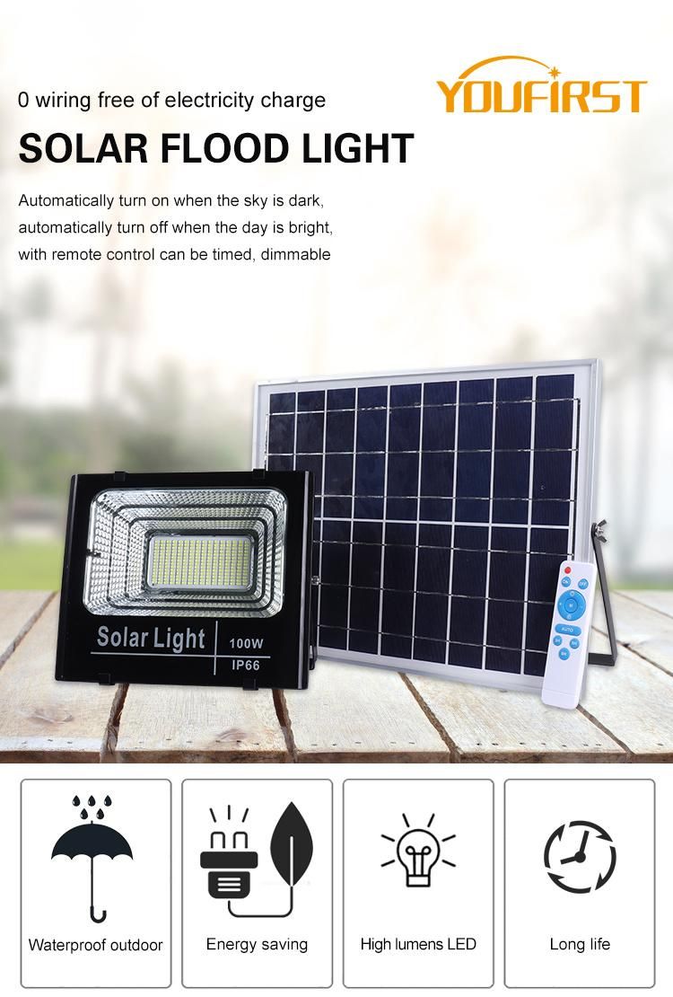 Hot Sell Outdoor Aluminum Energy Saving Reflector 60W 100W 200W 300W Solar LED Floodlight