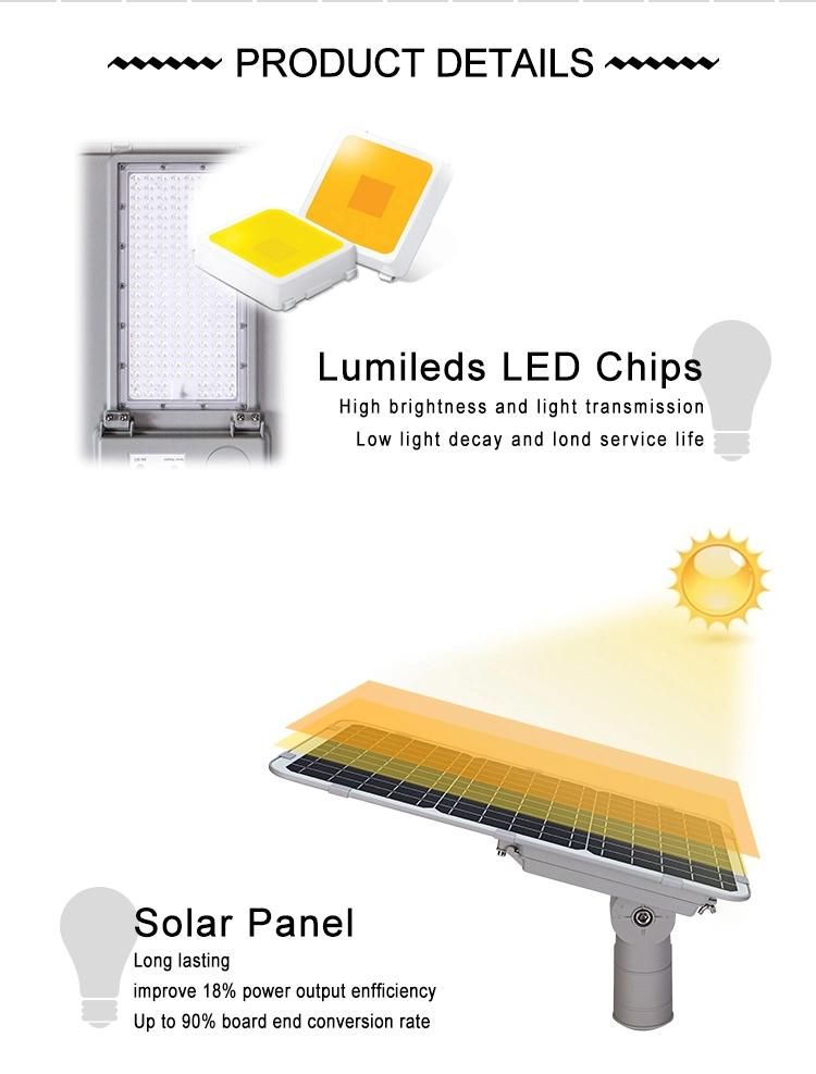 High Lumen Integrated Outdoor Solar Street Light 100W Smart Foldable