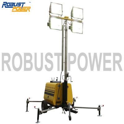 9m Telescoping Foldable Mast Winch Diesel Mobile Light Tower