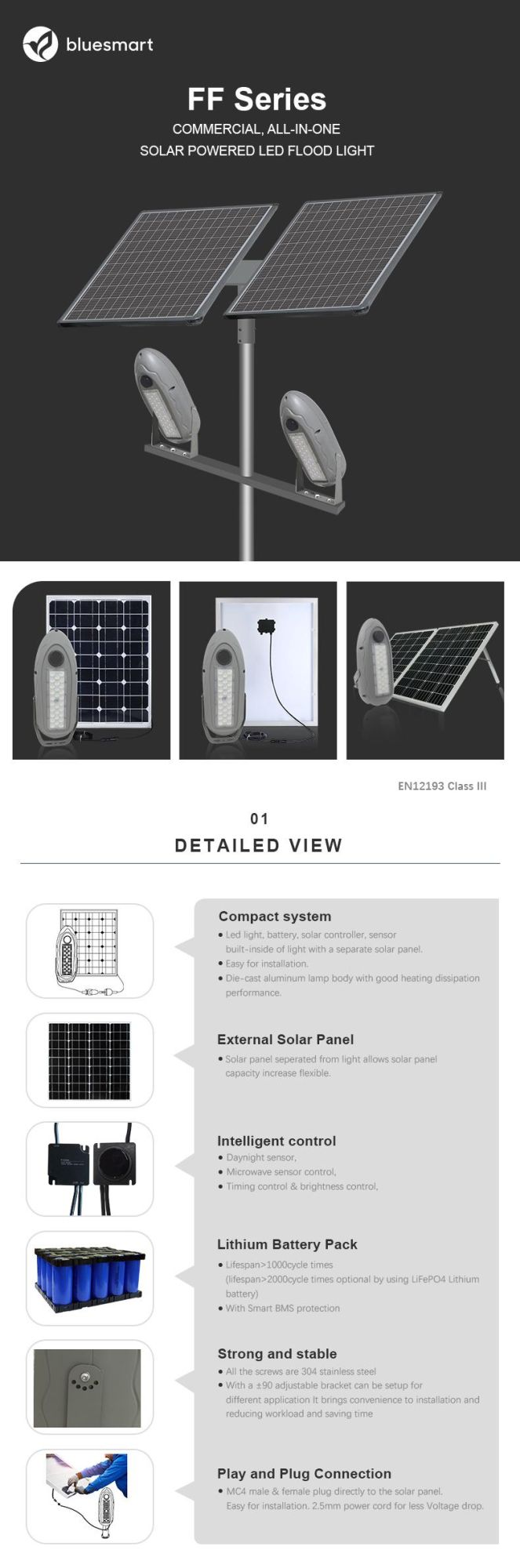 100W Outdoor High Power All in One Intergrated Solar LED Flood Lamp
