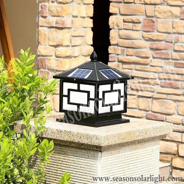 Garden Yard Gate LED Light Lamp 5W Outdoor Solar Fence Post Cap Light with Warm+White LED Lighting