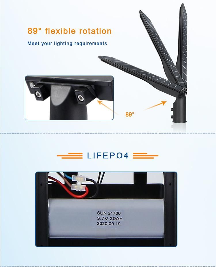 High Lumen IP65 6000K 100W 150W 200W Split Integrated Solar Panel Power Streetlight All in One LED Solar Street Light