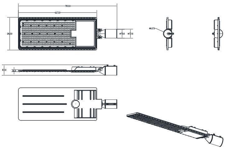 Energy Saving All in One 250W 6000-6500K CCT LED Street Light