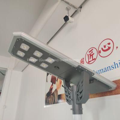 60W Integrated All in One LED Lamp Solar Street Garden Light with Smart Iot System &amp; CCTV Camera