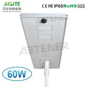 60W All-in-One/Integrated Solar LED Outdoor Street Garden Light with PIR Sensor