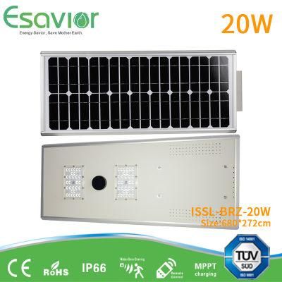 TUV Ce ISO Certificated Energy Saving IP66 Waterproof 20W Solar LED Street Light Mounted Path Lights
