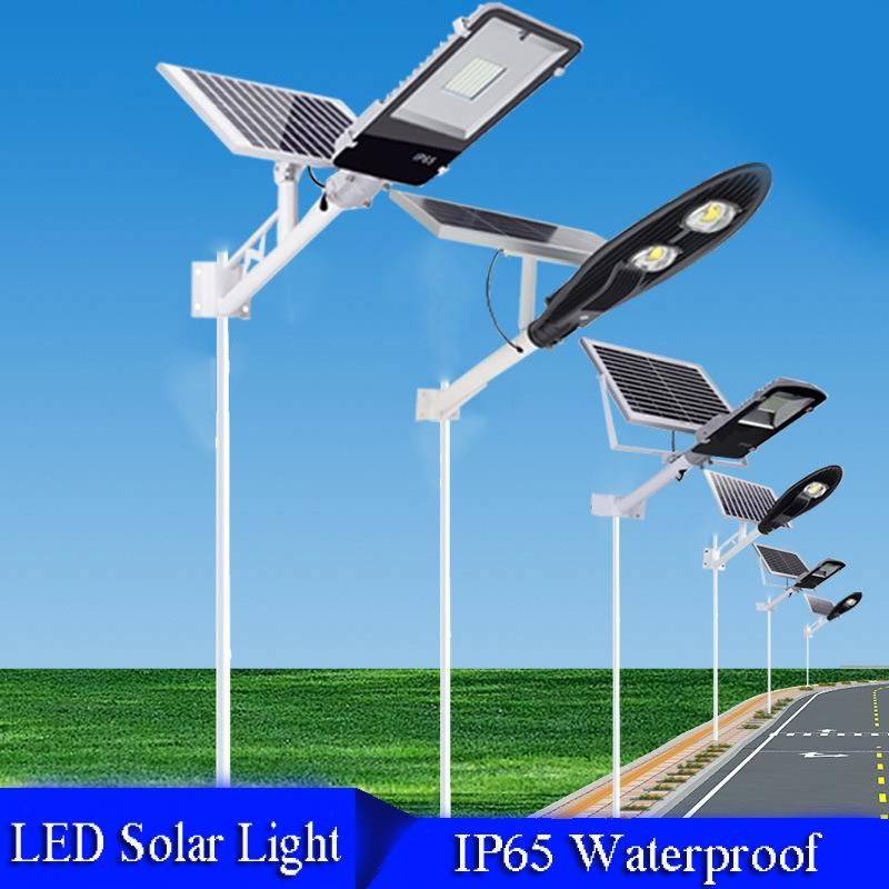 180W LED Motion Sensor Solar Street Lights, Outdoor Dusk to Dawn Pole Lights with Remote Control