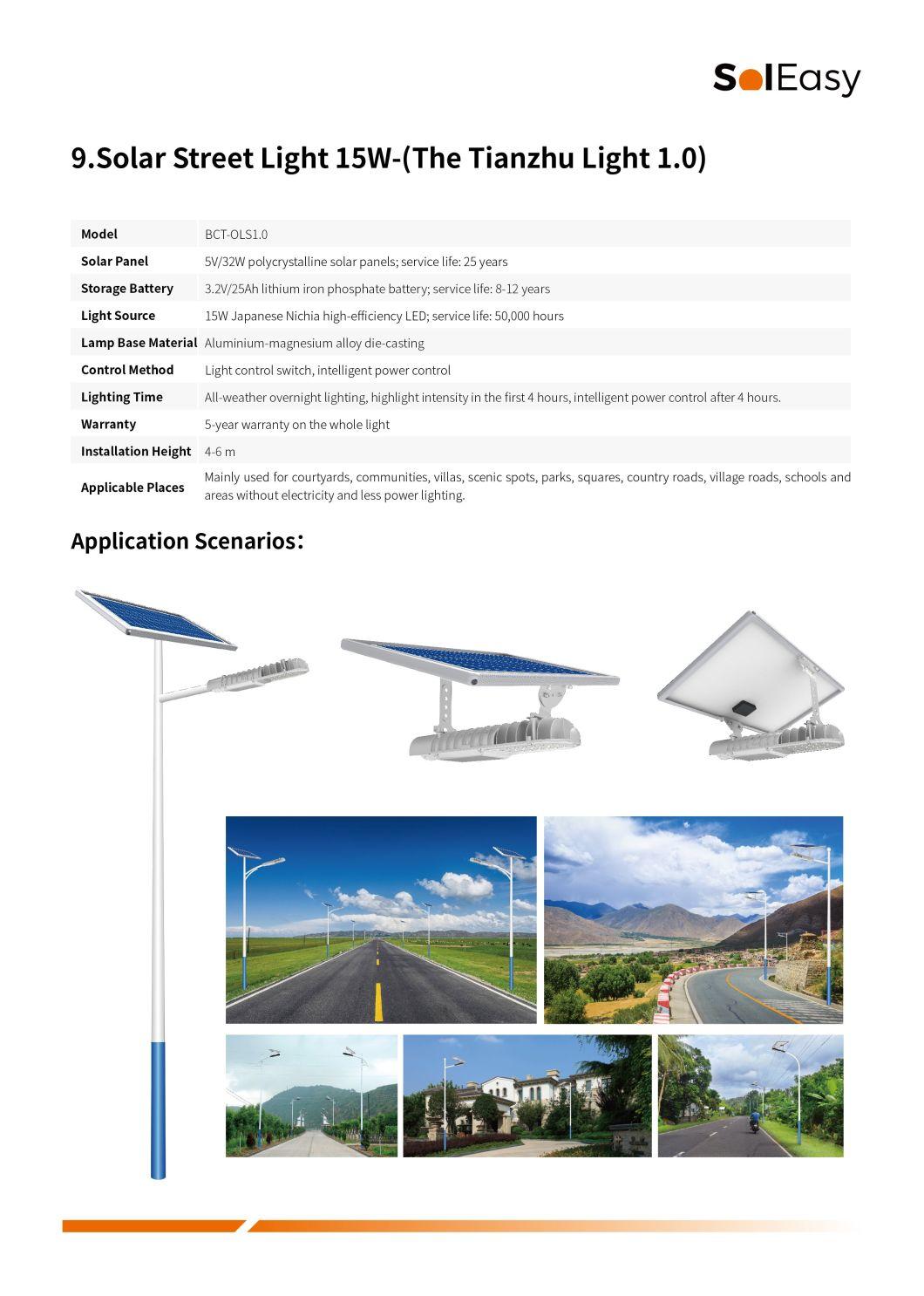 Solar Street Light 15W Solar Lighting with Solar Panel for Solar Street Light