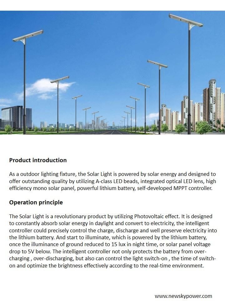 Outdoor Waterproof High Efficiency Energy Saving Waterproof IP67 LED Solar Street Light with Panel and Lithium Battery
