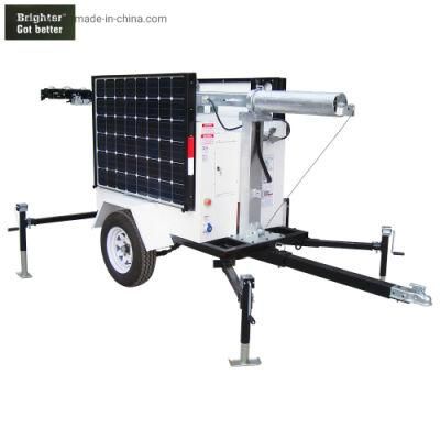 Trailer Portable Compact Mobile Tower Light with Solar Power and LED