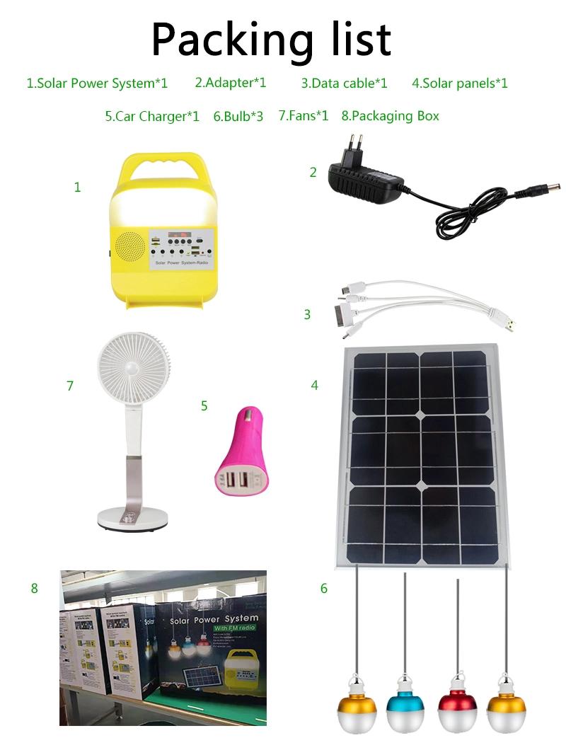 Europe and America Mini Portable DC Solar Charged Lighting and Phone Charging System Energy Panel LED Home Lighting Kit