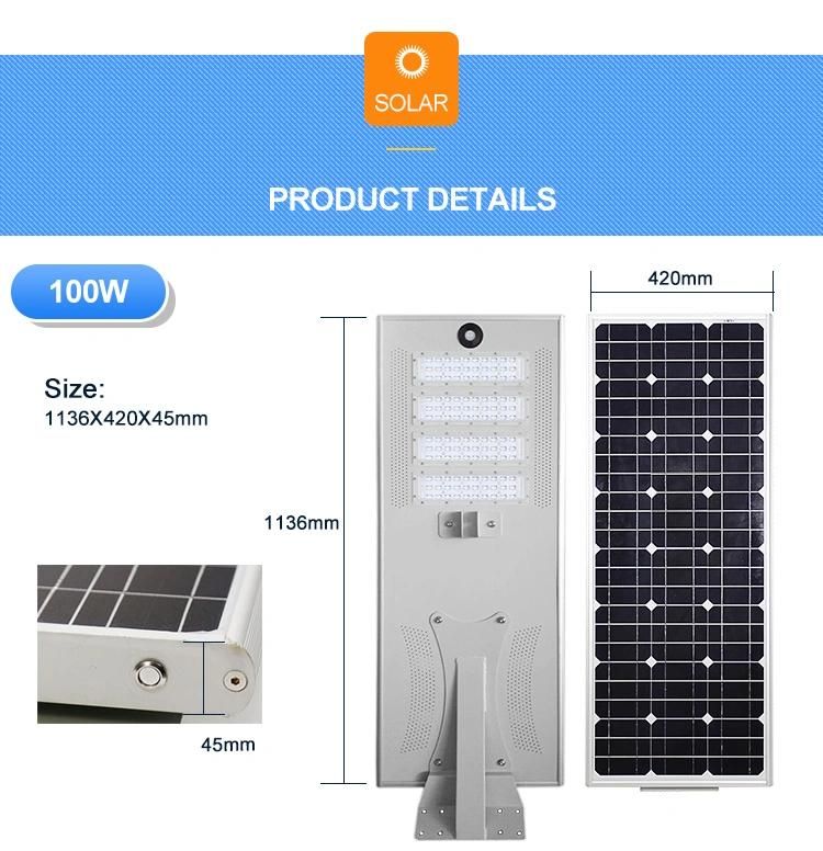 PIR Motion Sensor IP65 Waterproof 100W Solar Powered LED Lamp