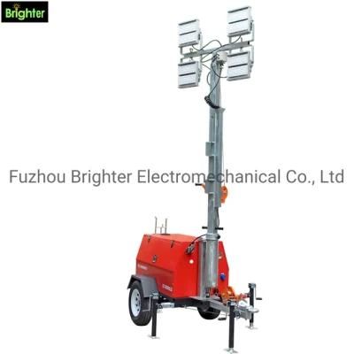 Compact Portable Mobile Tower Light with Trailer and Metal Halide