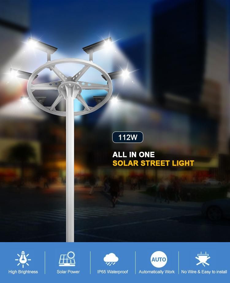 Human Induction Home Outdoor Lighting 112W LED Solar Street Light