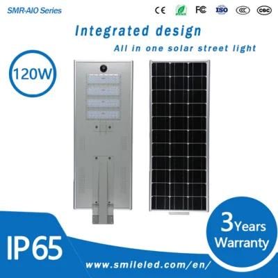 Factory Price Customized Aluminum Outdoor IP65 120 Watt Integrated Solar Street Light