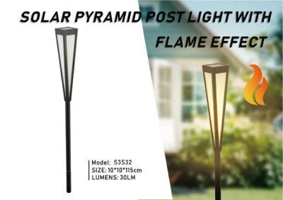 Solar Pyramid Post Light Garden Stake Light with Dancing Flame