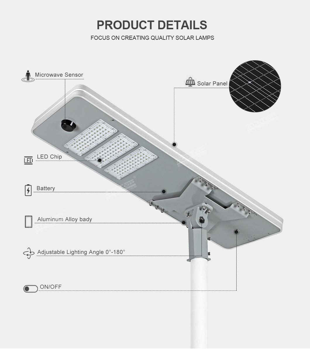 Alltop New Arrival Housing ABS Waterproof IP65 50 100 150 200 250 300 W All in One Outdoor Solar LED Streetlight