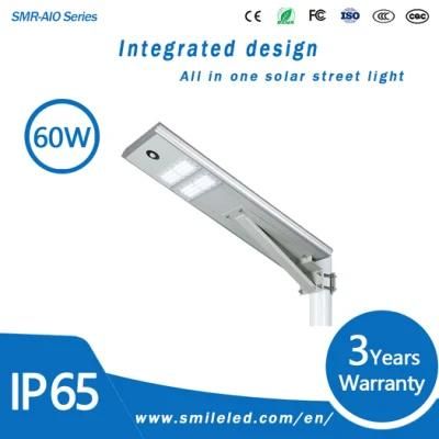 60W Outdoor All in One LED Solar Street Light with Pole
