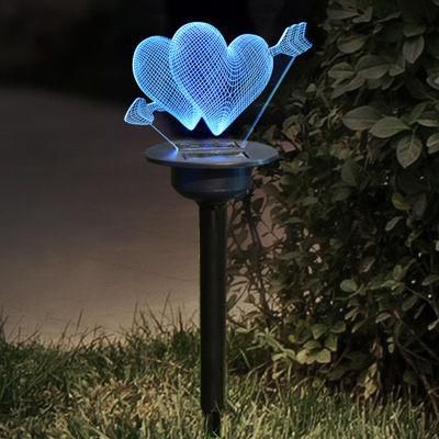 2021 Coolest Design Solar 3D Acrylic Lawn Decoration Light Quality 3PCS LED Solar Garden Lamp with Light Sensor Waterproof Ipx5 LED Garden Lamp