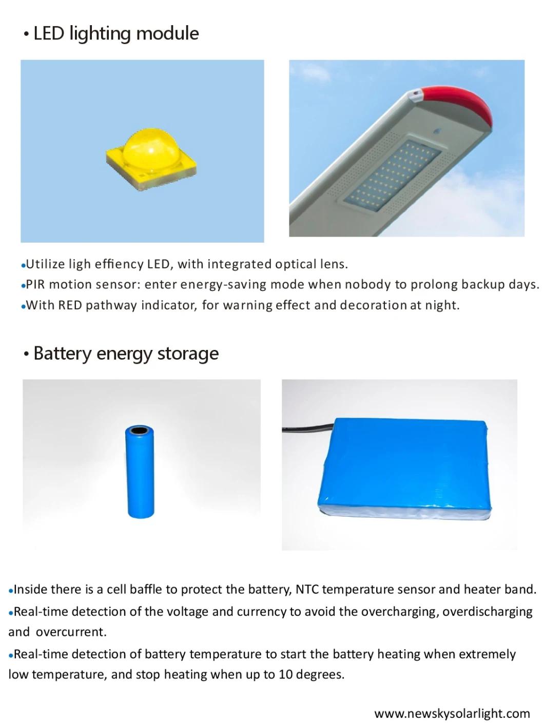 Die-Casting Aluminum Blue Tooth Control Motion Sensor Solar Powered LED Street Lighting