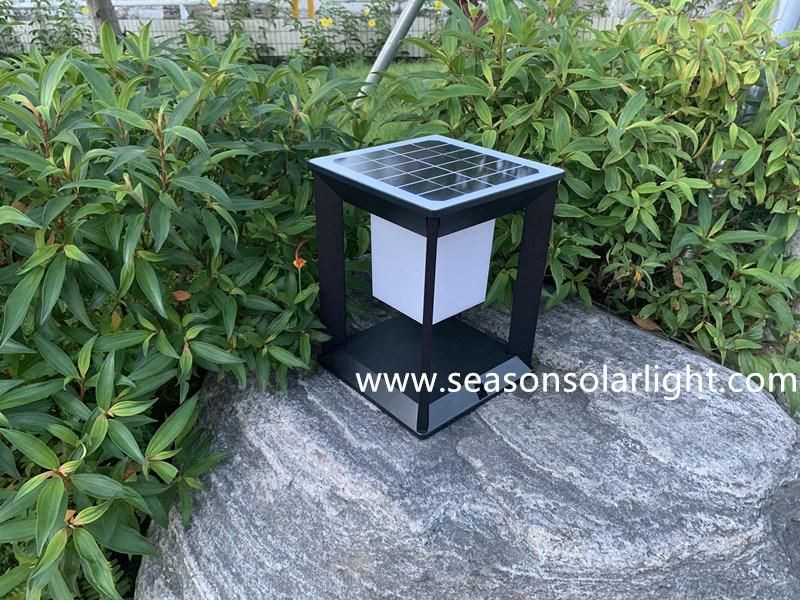 Smart Remote Control Garden Gate Pillar Lighting 5W Outdoor Solar Light Post Lamp with Multi-Color LED Light