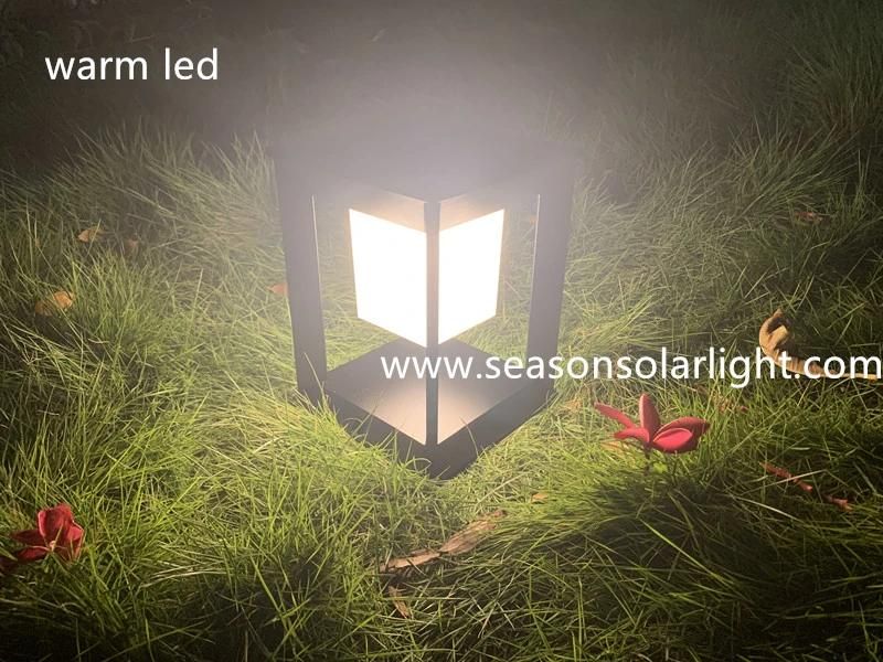 New Square Multi-Color LED Lamp Gate Outdoor Garden Solar Pillar Lamp with LED Light