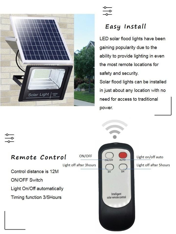 Easy Installation Outdoor Street LED Wall Solar Flood Light with Remote Control
