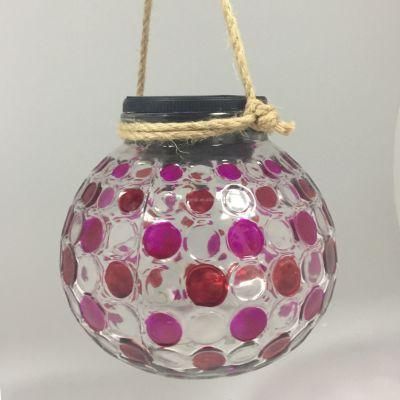 Color Changing Solar Glass Lantern IP65 Garden Decorative Dotted Glass Sun Light