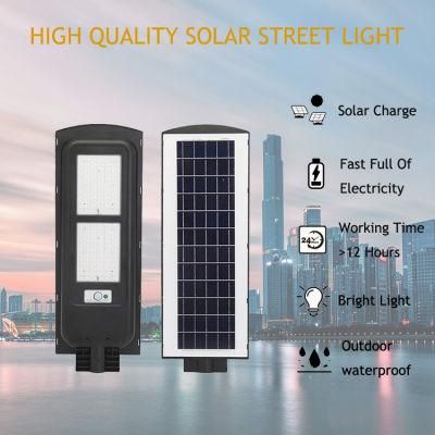 Motion Sensor Outdoor Waterproof IP65 ABS Integrated 100W 200W 300W All in One Solar LED Street Light