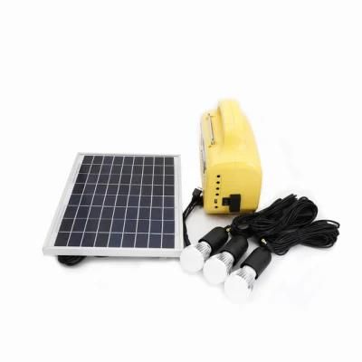 10W Mini Home Use Solar System with FM Radio, MP3, 3 *3W LED Bulbs and Solar Panel
