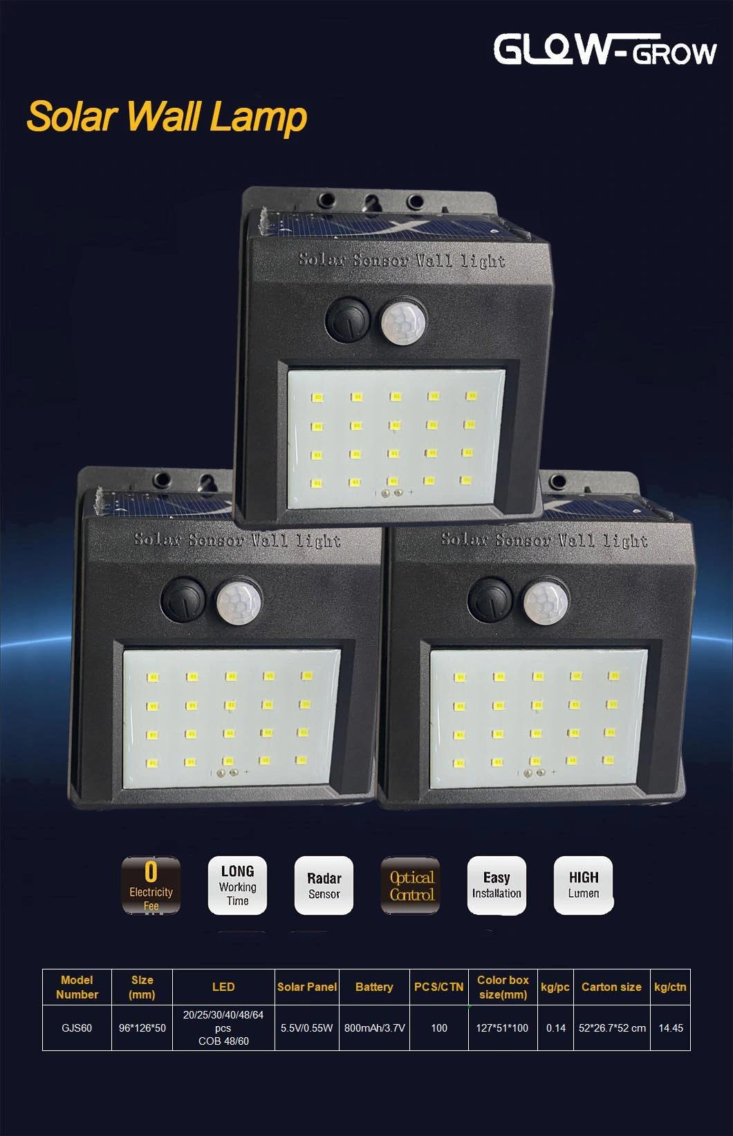 IP65 Waterproof Solar Powered LED Wall Light for Garden Use