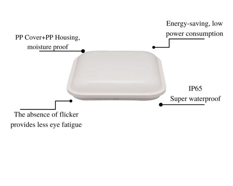 IP65 Moisture-Proof Lamps Outdoor Bulkhead Waterproof LED Light Energy Saving Lamp Square with Ce RoHS