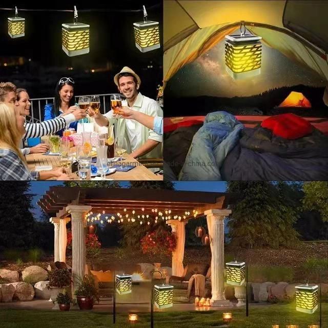 2021hanging Hook Wireless Solar Garden Flickering Torches Flames Candle Light Lantern Outdoor for Table Pach Decoration