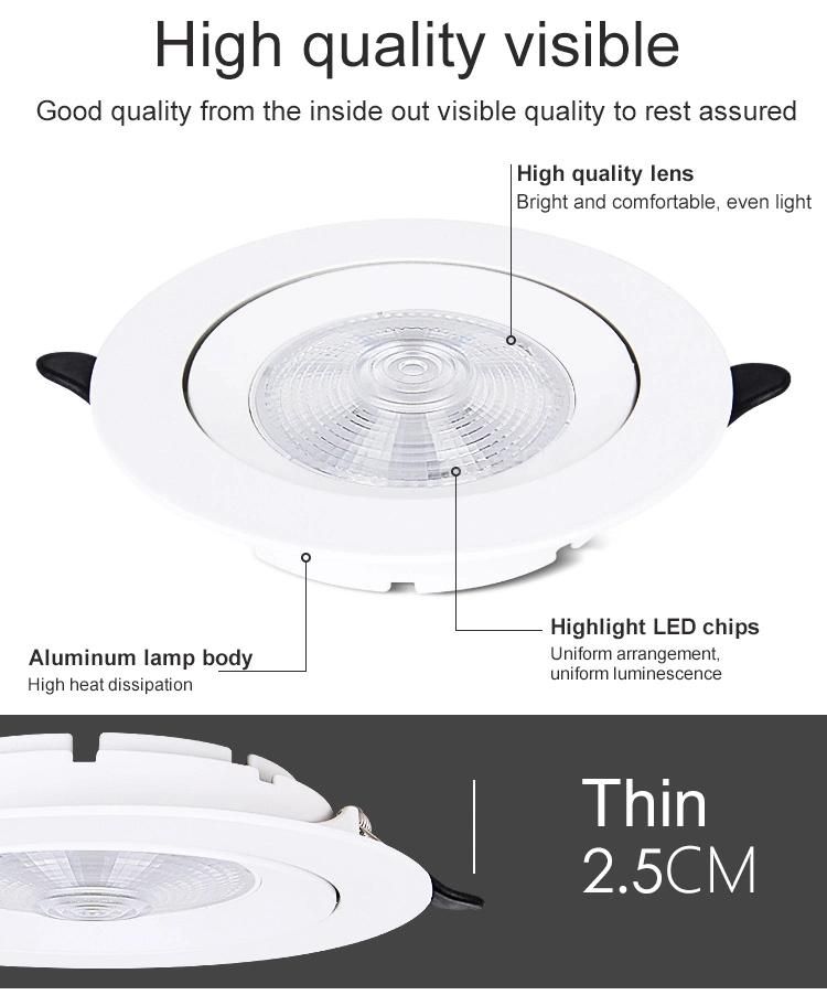 Recessed LED Ceiling Spotlight LED Focus Light Narrow Beam Angle Aluminum COB Spot Light