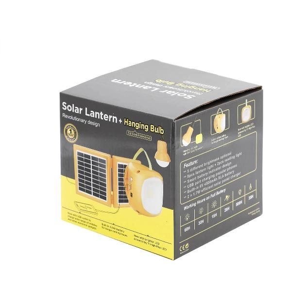 Hot Model Qingdao Factory 1 LED Bulb/AC Adaptor Yellow Solar Power LED Light Charging for Mobile Phone and 0 Electricity Bill