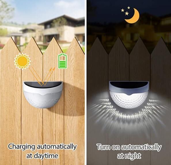 Outdoor Waterproof LED ABS Solar Fence Light for Doorway Security Garage Wall Lamps