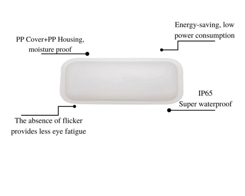 LED Rectangle Wall Lamp IP65 Moisture Proof Lamp for Balcony Bathroom Lighting