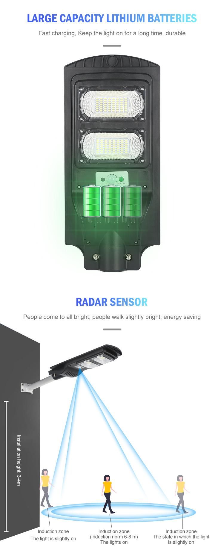 High Lumen 2 Years Warranty 600W 800W 1000W Outdoor Integrated All in One LED Solar Street Light