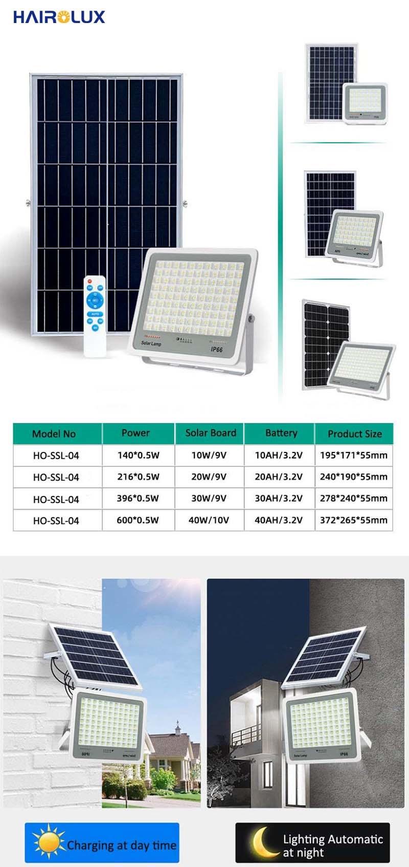 Wholesale Die-Casting Aluminum Solar Flood Light Waterproof IP65 CE RoHS Reflector with Remote Control Factory Price