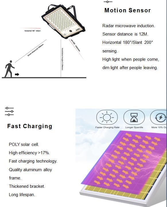 IP67 Waterproof Outdoor CCTV Camera Solar LED Flood Light 100W 200W 300W