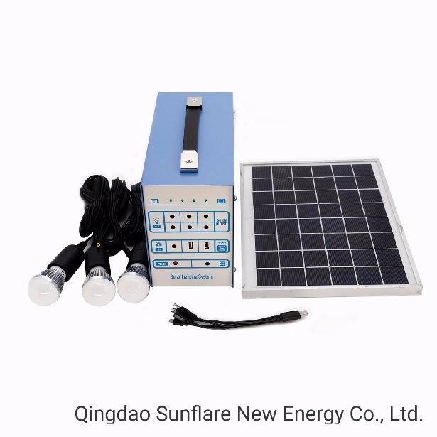 30W Support Fan Solar Energy Power Lighting System with Phone Charger for Home Lighting