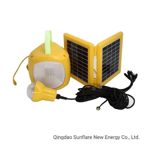 Hot Model Qingdao Factory 1 LED Bulb/AC Adaptor Yellow Solar Power LED Light Charging for Mobile Phone and 0 Electricity Bill