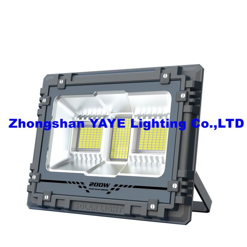 Yaye Hottest Sell 200W Waterproof IP67 RGB Solar LED Flood Lighting with Control Modes: Time /Light Control +Remote Controller+ bluetooth Music Rhythm